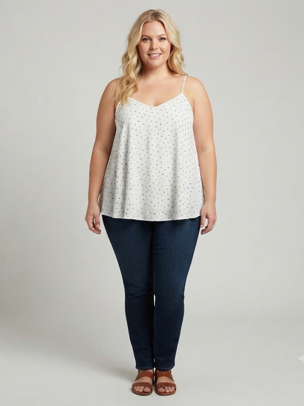 Abound V-Neck Swing Camisole Flowy Fit Tank Top White Plus Size 4X NWT